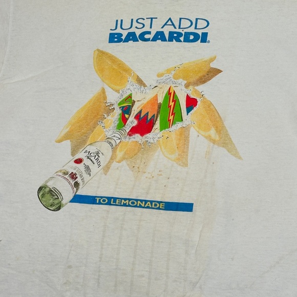 Vintage Just Add Bacardi T-Shirt Men Size XL White Make Waves Promo Shirt 1990s - Picture 7 of 13